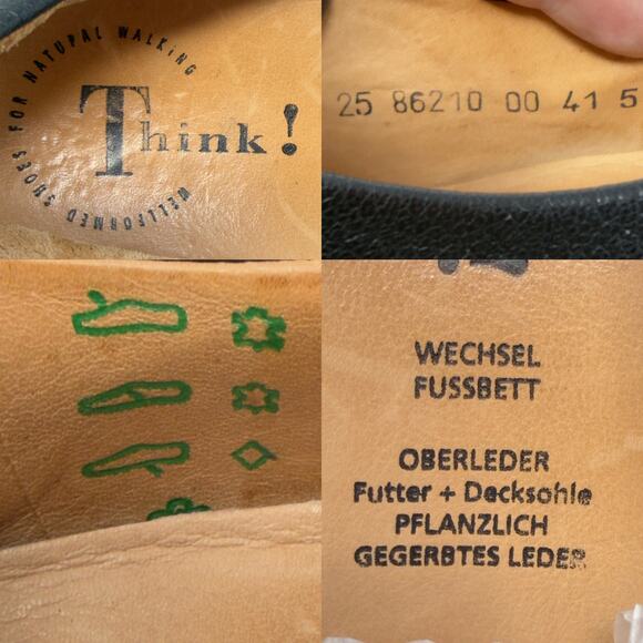 Think! Cuban Heel Lace-Up Oxford Shoes Womens 41 EU 10 US Black Leather - Picture 11 of 13